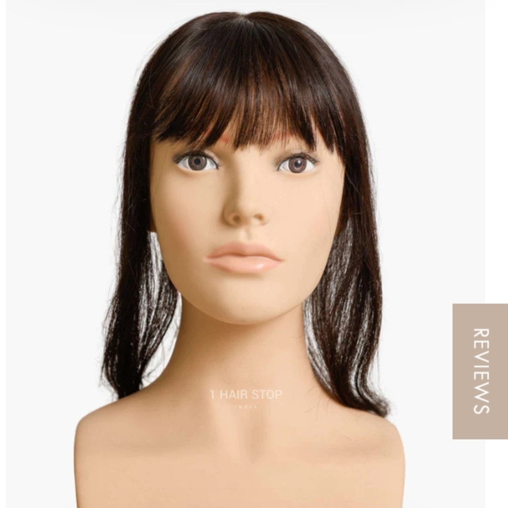 Remy Human Hair Silk Topper With Bangs